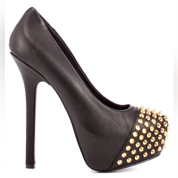 Steve Madden Shoes - STEVE MADDEN leather platform pumps with gold spikes